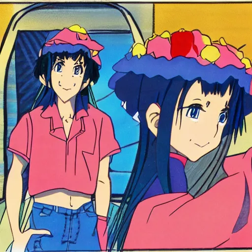 Image similar to A Filipino college student, shojo, 80s anime, cel animation