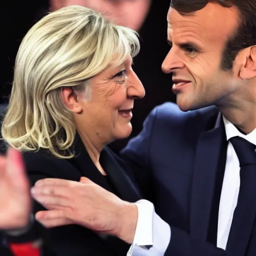 Image similar to Marine LePen wins MMA match against Emmanuel Macron