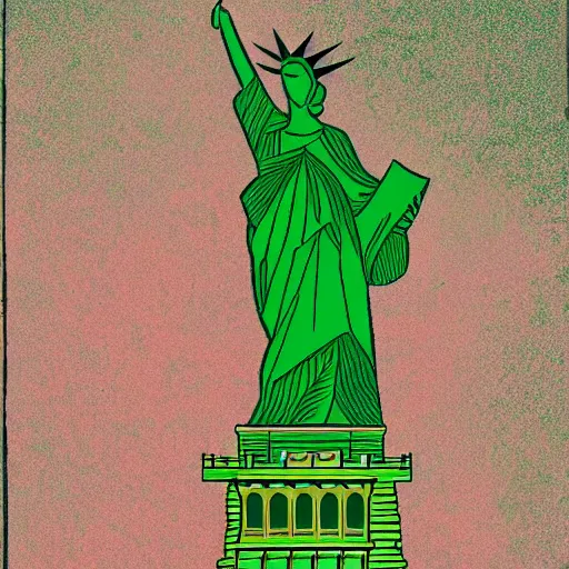 Prompt: lady liberty kissing the green giant