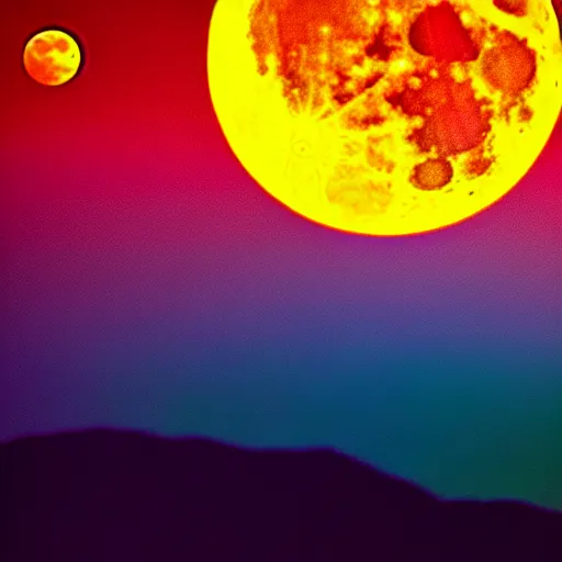 Prompt: beautiful full moon under arcoiris detailed hd 8 k