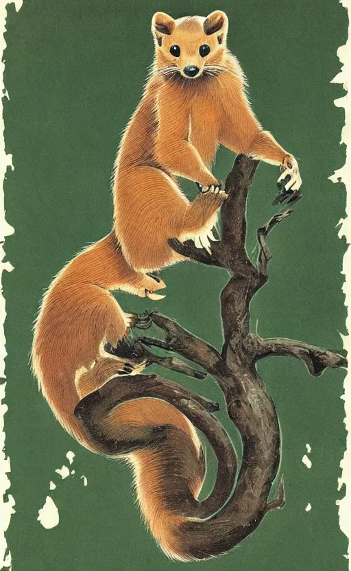 Image similar to pine marten soviet propaganda poster, highly detailed, artistic