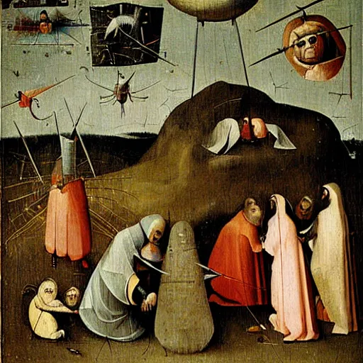 Prompt: Software bug fixing, painting by Hieronymus bosch