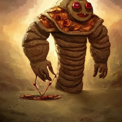 Prompt: ultra realistic illustration of golem made of pizza, intricate, fantasy italy, elegant, highly detailed, digital painting, artstation, concept art, smooth, sharp focus, illustration, art by tim mcburnie and conar cross and anato finnstark