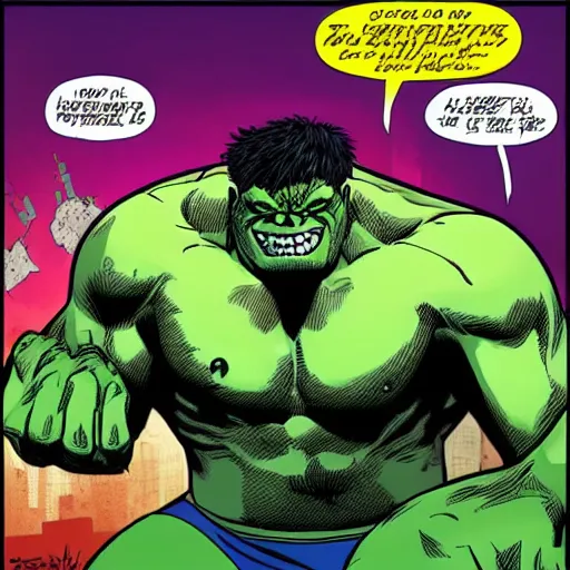 Image similar to green hulk fighting the joker. saturday morning cartoon