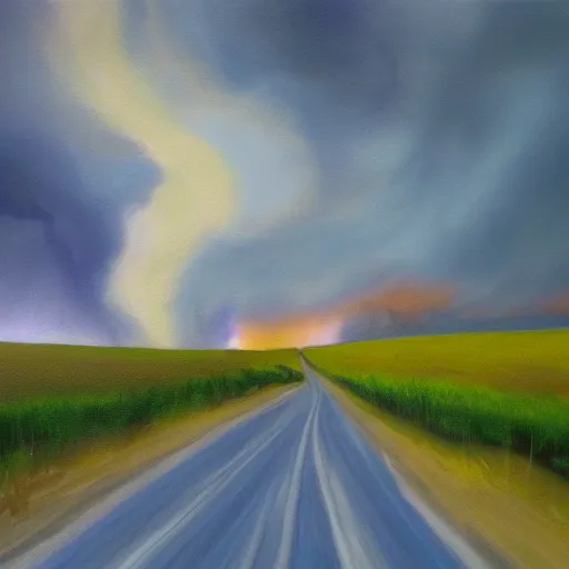 Image similar to paint of storm in the middle of nowhere