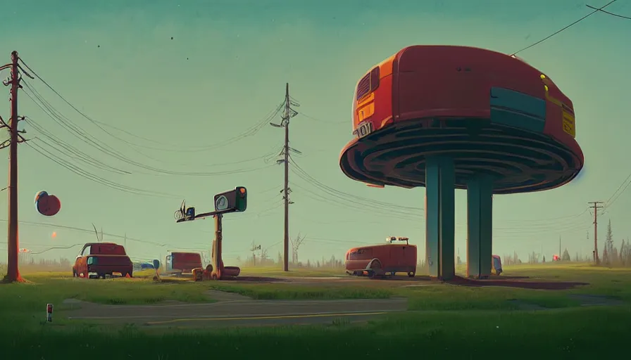 Image similar to the two complementary forces that make up all aspects and phenomena of life, by simon stalenhag