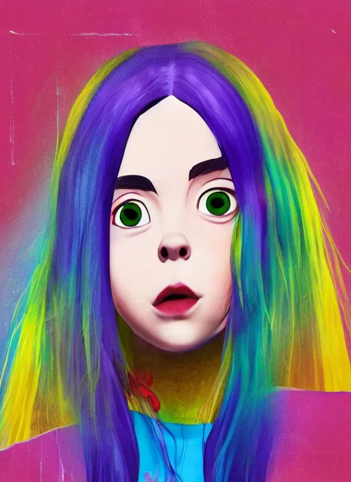 Image similar to Portrait of Billie Eilish in the style of 3D animated movies, Pixar, Dreamworks, 4K