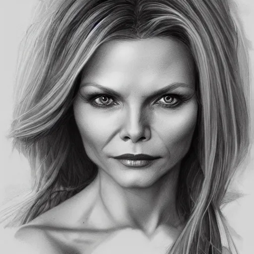 Image similar to amazing lifelike award winning pencil illustration of Michelle pfeiffer trending on art station artgerm Greg rutkowski cinematic