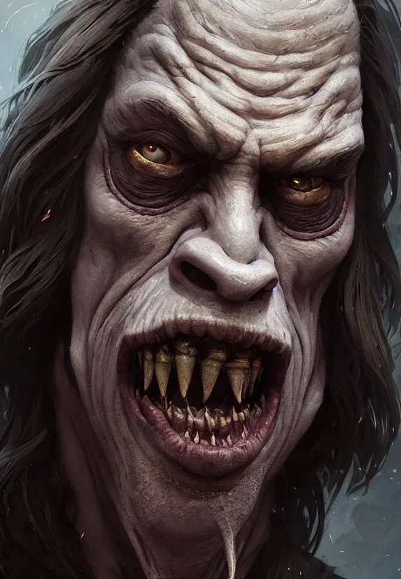 Prompt: highly detailed close up portrait of steve buscemi as a fantasy orc, in skyrim, stephen bliss, unreal engine, fantasy art by greg rutkowski, loish, rhads, ferdinand knab, makoto shinkai and lois van baarle, ilya kuvshinov, rossdraws, tom bagshaw, global illumination, radiant light, detailed and intricate environment