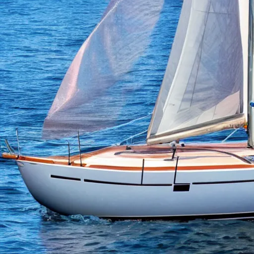 Image similar to a sailboat with an iridescent clear plastic sail