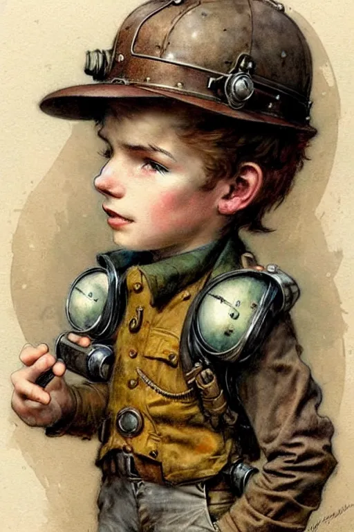 Image similar to (((((1950s steampunk adventurer boy inventer explorer . muted colors.))))) by Jean-Baptiste Monge !!!!!!!!!!!!!!!!!!!!!!!!!!!