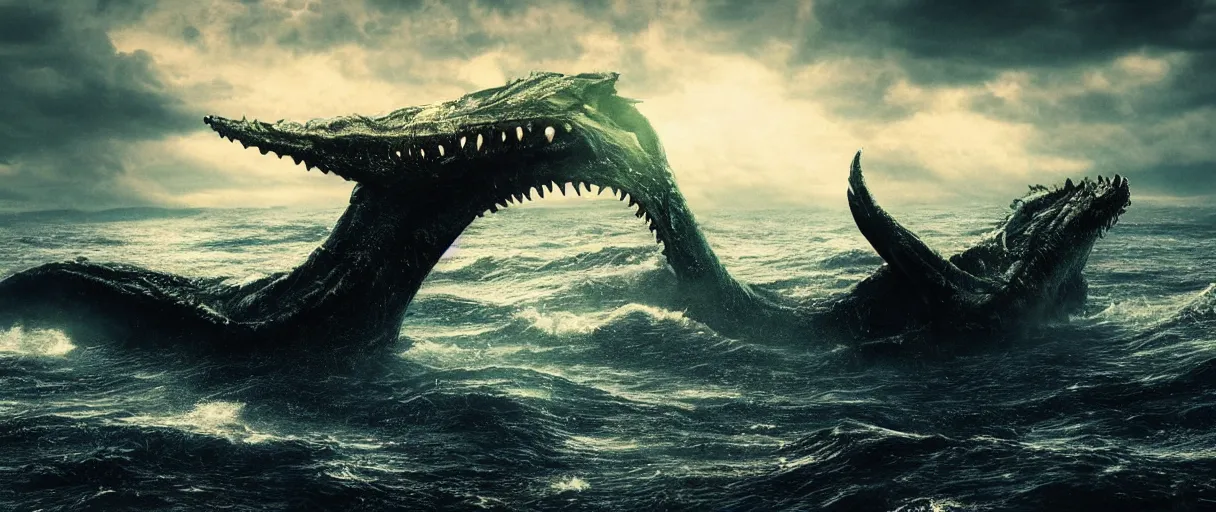 Prompt: ocean monster atmospheric dramatic lighting cinematic establishing shot extremely high detail foto realistic cinematic lighting post processed