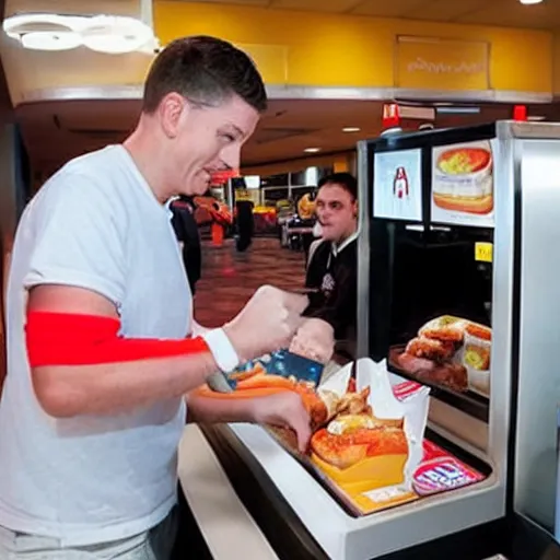 Image similar to ronald mcdonal buying food at burger king