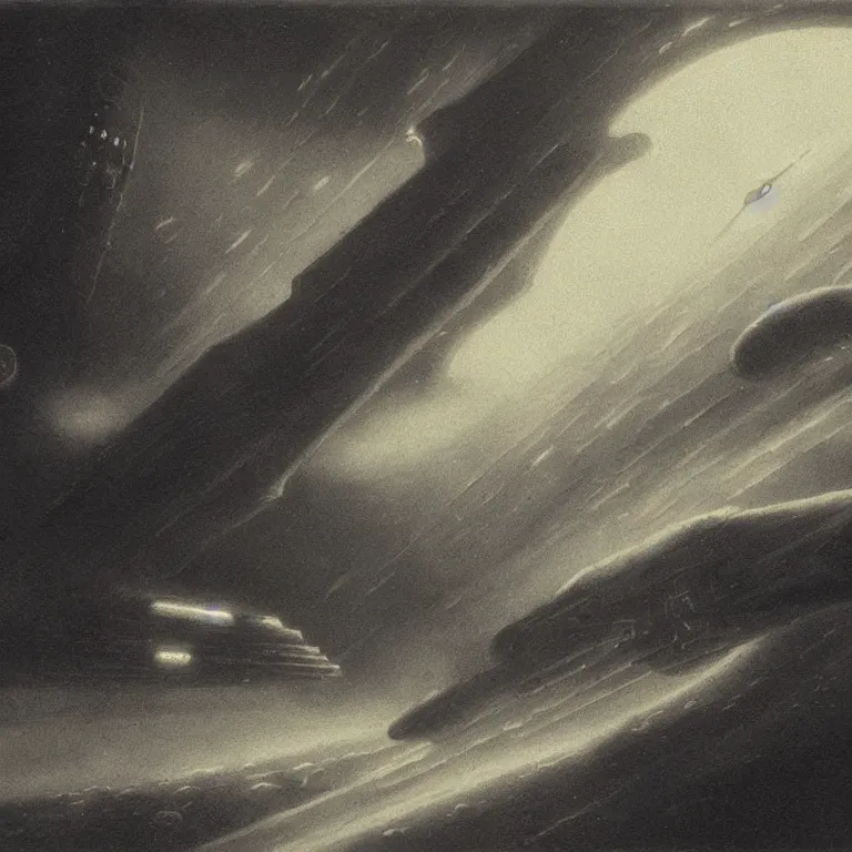 Image similar to a spaceship in low atmosphere, smooth futuristic spacecraft, pouring out smoke, scifi concept art, by carl gustav carus