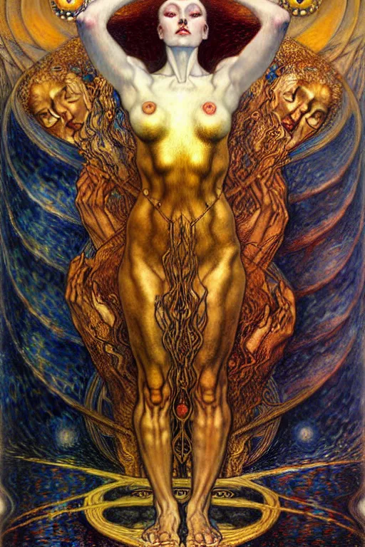 Image similar to Divine Chaos Engine by Karol Bak, Jean Delville, William Blake, Gustav Klimt, and Vincent Van Gogh, symbolist, visionary