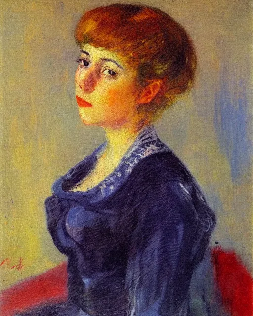 Prompt: impressionist portrait of a young woman, french art
