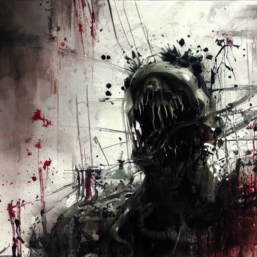 Image similar to zombie venom symbiote, painting by jeremy mann