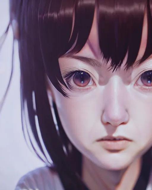 Image similar to unusual close up face portrait of the cute psychotic loser girl, by katsuhiro otomo, yoshitaka amano, nico tanigawa, artgerm, greg rutkowski makoto shinkai takashi takeuchi studio ghibli, akihiko yoshida rendered with intense 3 d effect, hyperrealistic unreal engine 5 render, uhd 8 k