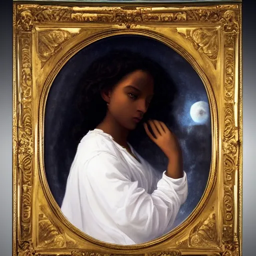 a celestial renaissance painting of a black woman