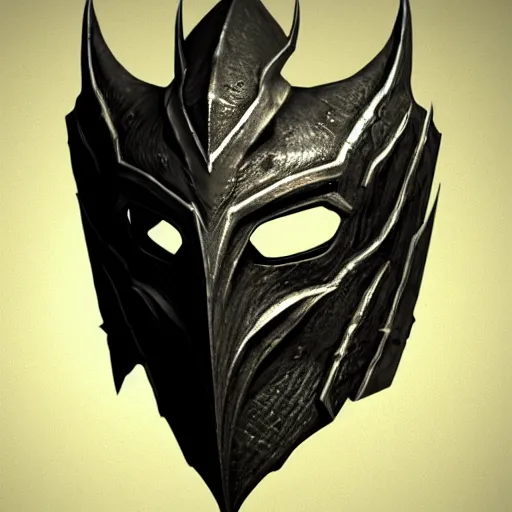 Image similar to miraak's mask from skyrim, close up view, trending on artstation