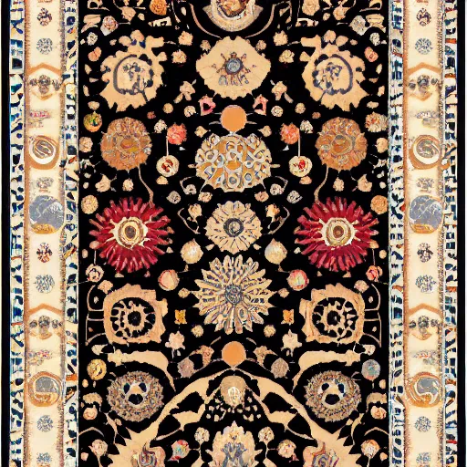 Prompt: solar system oriental rug