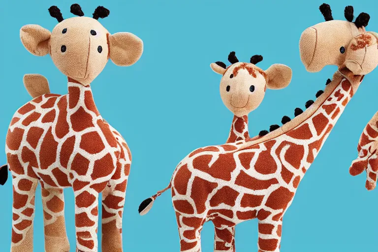 Prompt: a target catalogue selling plush giraffes