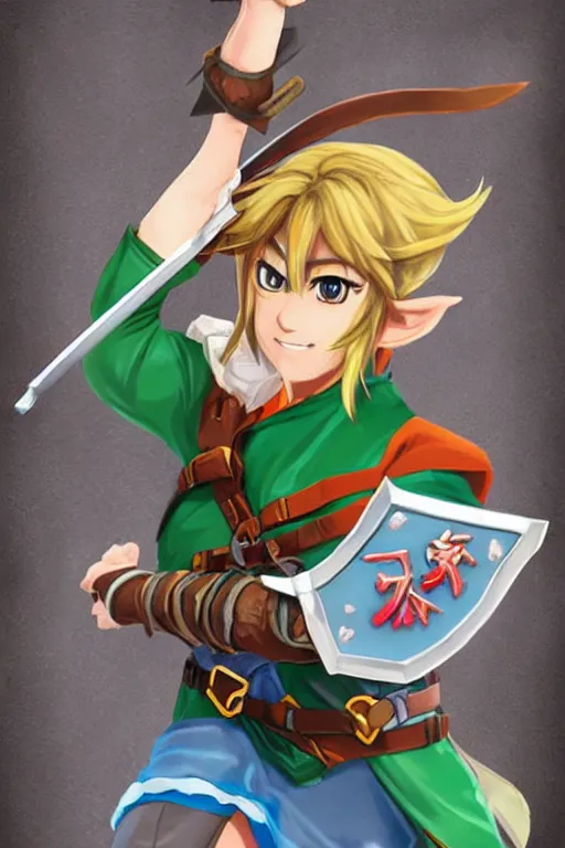 Prompt: an in game portrait of link from genshin impact, genshin impact art style.