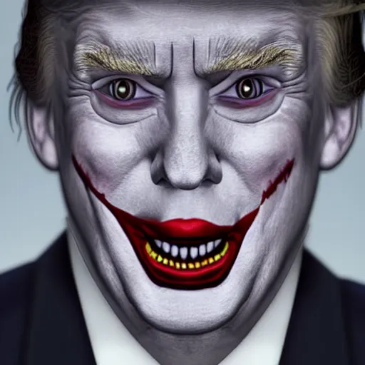 Image similar to donald trump as the Joker, 4k, highly detailed