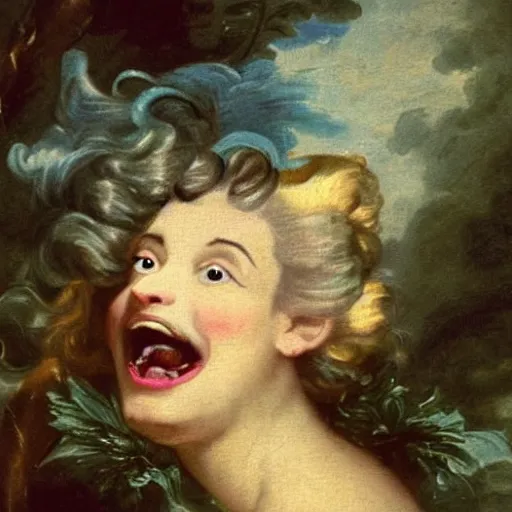 Image similar to helga pataki's teeth, soft rainbow, painting by francois boucher, sad muppet eyes