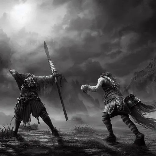 Image similar to vikings plunder the village in the style of kentaro miura, 4 k, 8 k, absolute detail of even the smallest details and particles, beautiful shadows, beautiful art, black and white drawing