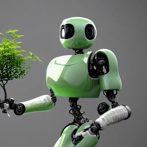 Prompt: robot taking care of a little plant, cgsociety, dramatic 3 d scene - 4