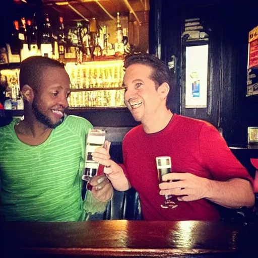 Image similar to “ mike and ant - man having drinks at the pub ”