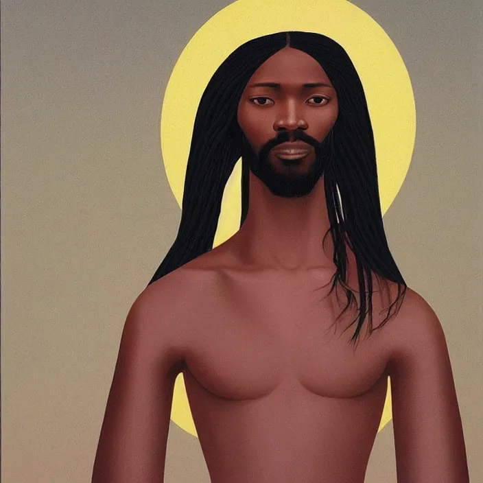 Prompt: an African Jesus, portrait painting by Hsiao-Ron Cheng,