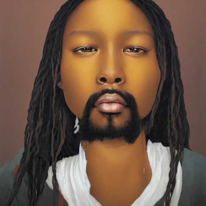 Image similar to an African Jesus, portrait painting by Hsiao-Ron Cheng,