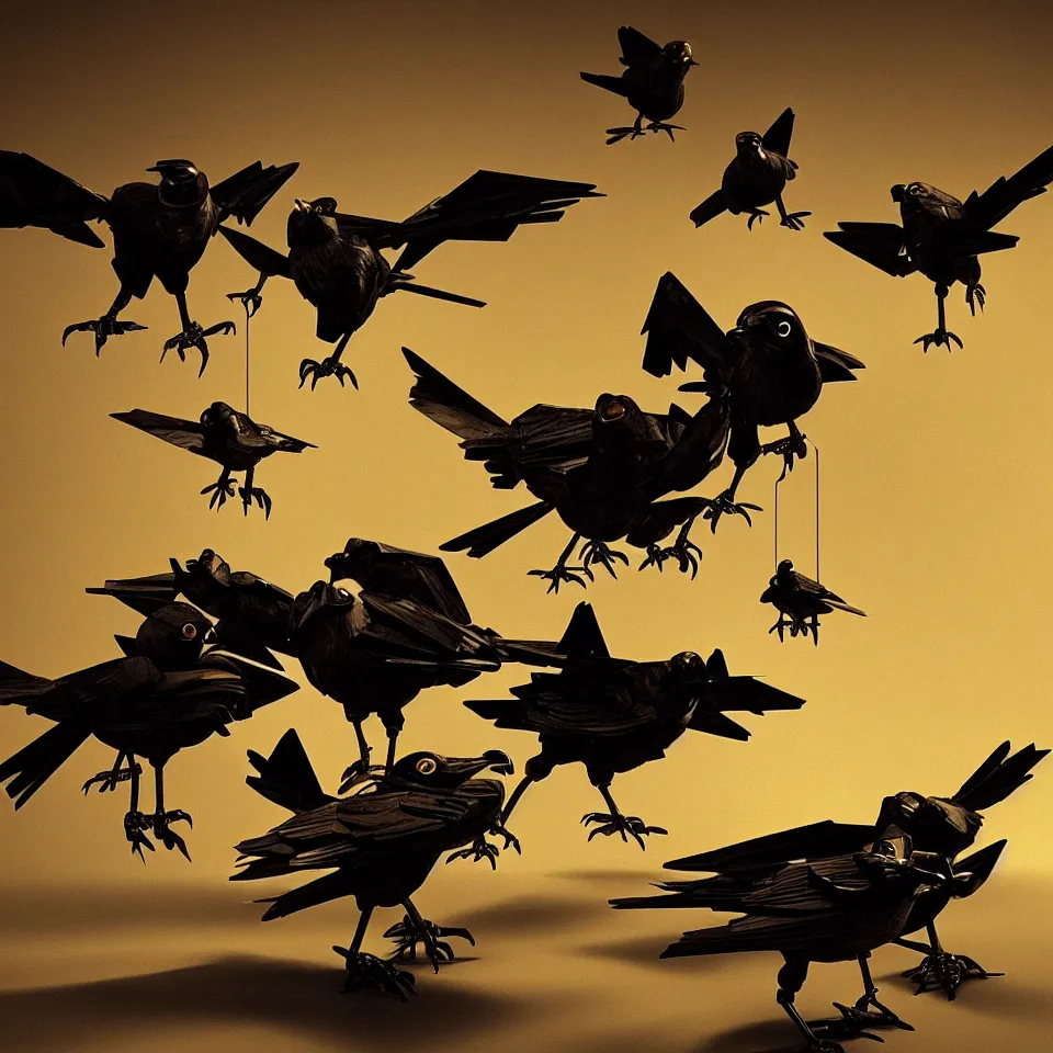 Image similar to robot birds by caravaggio, dynamic lighting, cinematic, epic composition, masterpiece