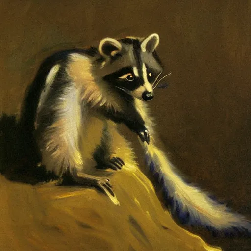 Prompt: painting racoon, John Singer Sargent style