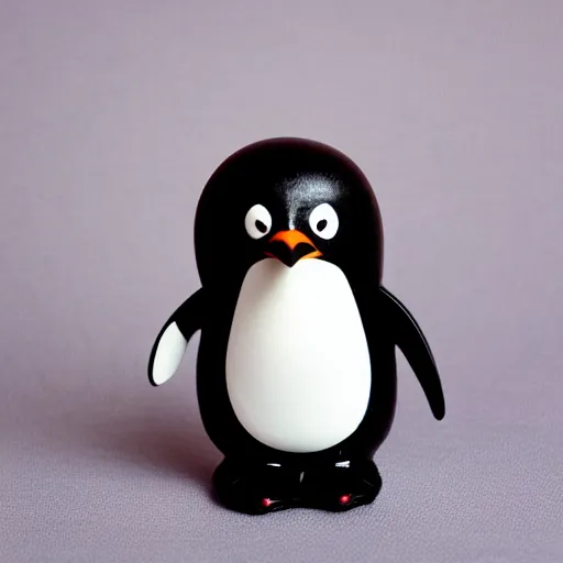 Prompt: anthro penguin in a black suit, vinyl toy figurine