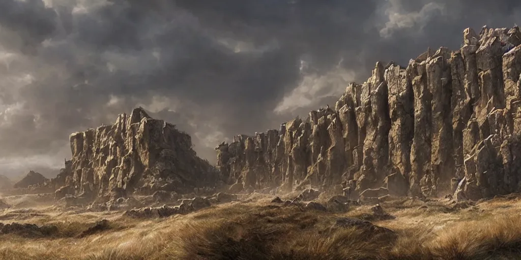 Prompt: beautiful matte painting of a giant wall by weta workshop 8 k, cinematic dramatic atmosphere, dramatic lighting