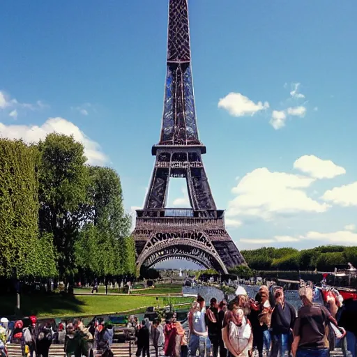 Image similar to tourist picture of the Eiffel tower made from gruyere