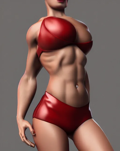 Prompt: woman with tight abs and red hair, Concept art, Full Body, 4K Octane Render