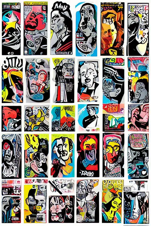 Image similar to sticker art, cronobreaker moai statue popart slap face caricature comic book illustration cartoon graffity street digital