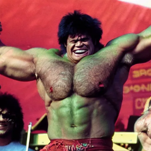 Image similar to hulk performing at woodstock