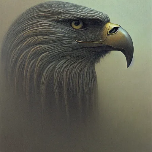 Image similar to eagle by Zdzisław Beksiński, oil on canvas