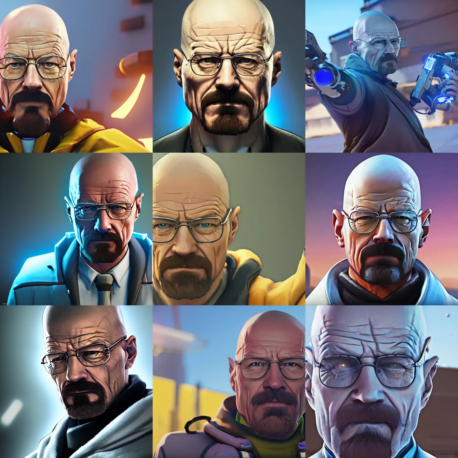 Prompt: digital art of walter white in overwatch, official overwatch game art, trending on artstation, 8 k, rendered in octane, unreal engine