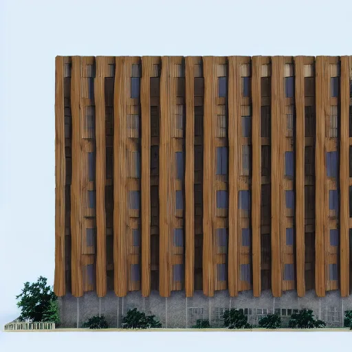 Prompt: bauhaus inspired wooden architecture render 8k