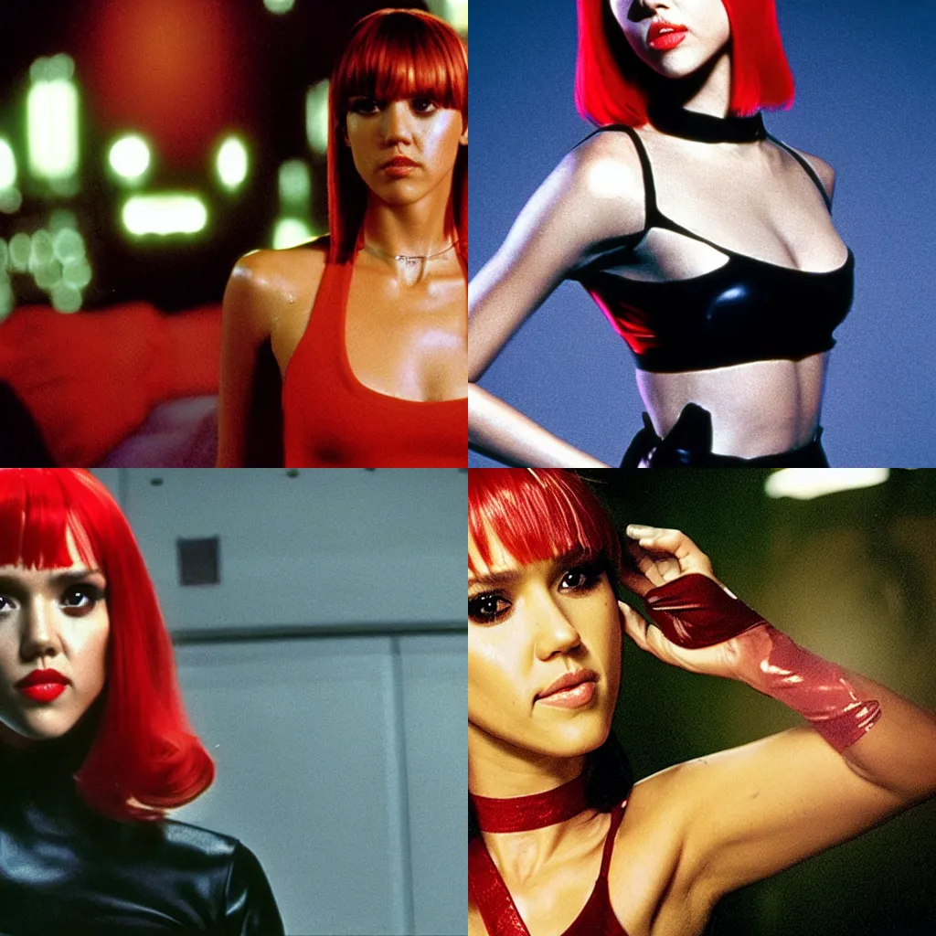 Prompt: jessica alba as leeloo dallas, film still.