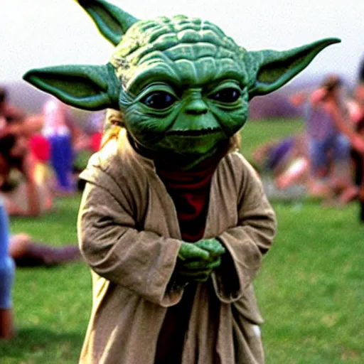 Image similar to yoda performing at woodstock