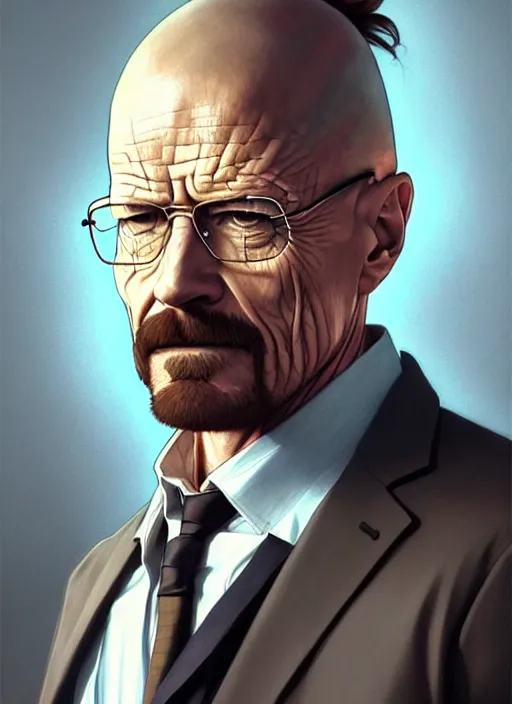 Image similar to ultra realistic illustration, handsome walter white. intricate, elegant, highly detailed, digital painting, artstation, concept art, smooth, sharp focus, illustration, art by artgerm and greg rutkowski and alphonse mucha and wlop