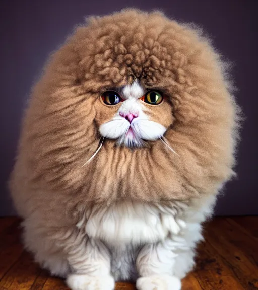 Image similar to fluffy groomed selkirk rex cat portrait, glorious and loving, by betsy walton, kenneth blom, mental alchemy, james jean, pablo amaringo, contemporary art, hyper detailed