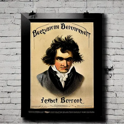 Image similar to an 1 8 0 0 s poster advertising beethoven as a rabbit